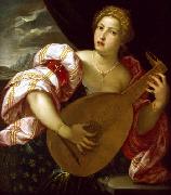 Young Woman Playing a Lute unknow artist